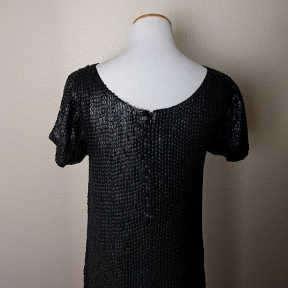 Maison La Vie Black  Beaded Shift Black Dress SZM - Picture 3 of 6
